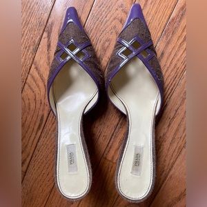 PRADA - Vintage mules shoes purple patent & brown tweed